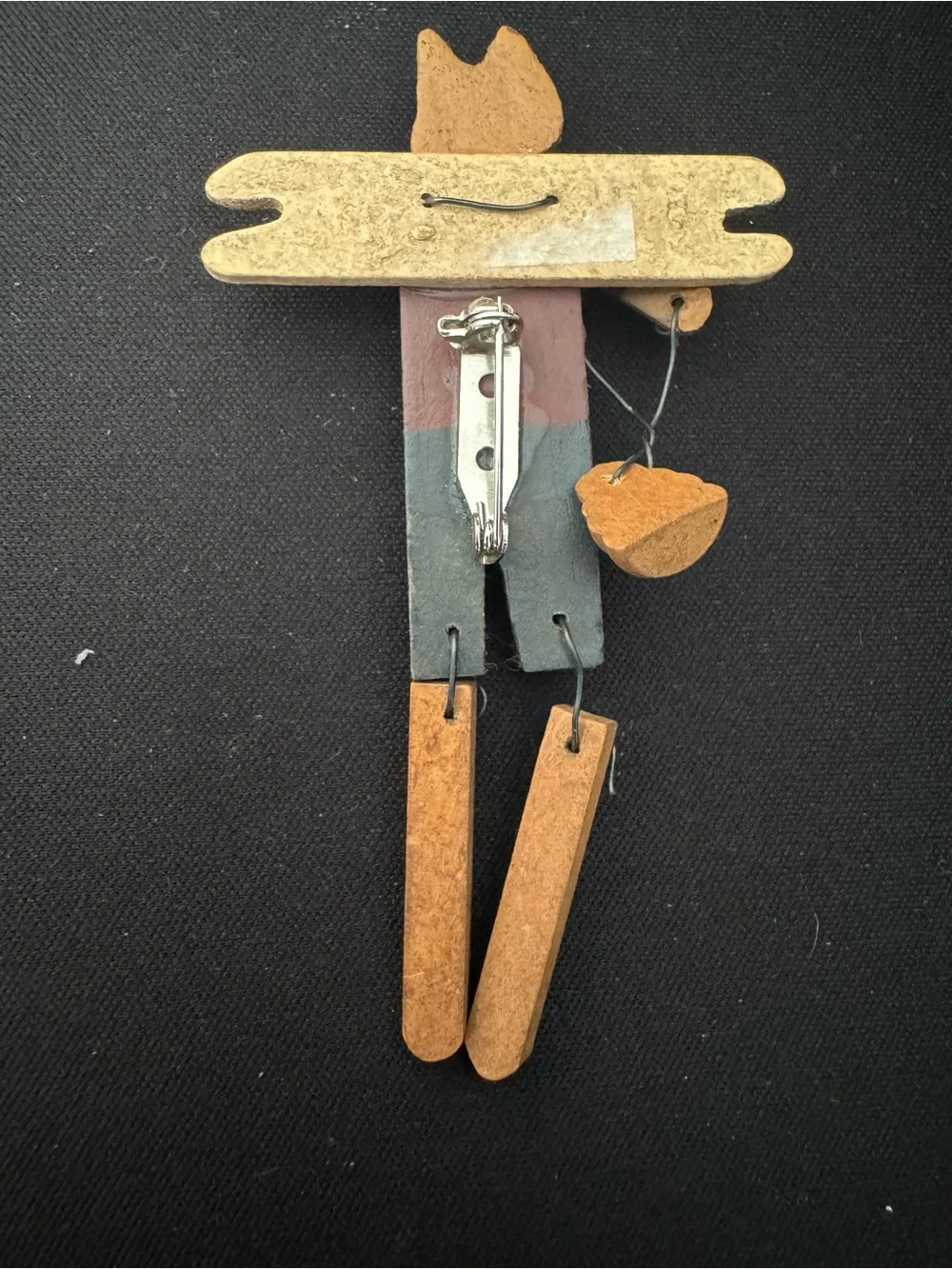 Wooden Articulated Cat Brooch Jointed Beehive From ok Art Pin